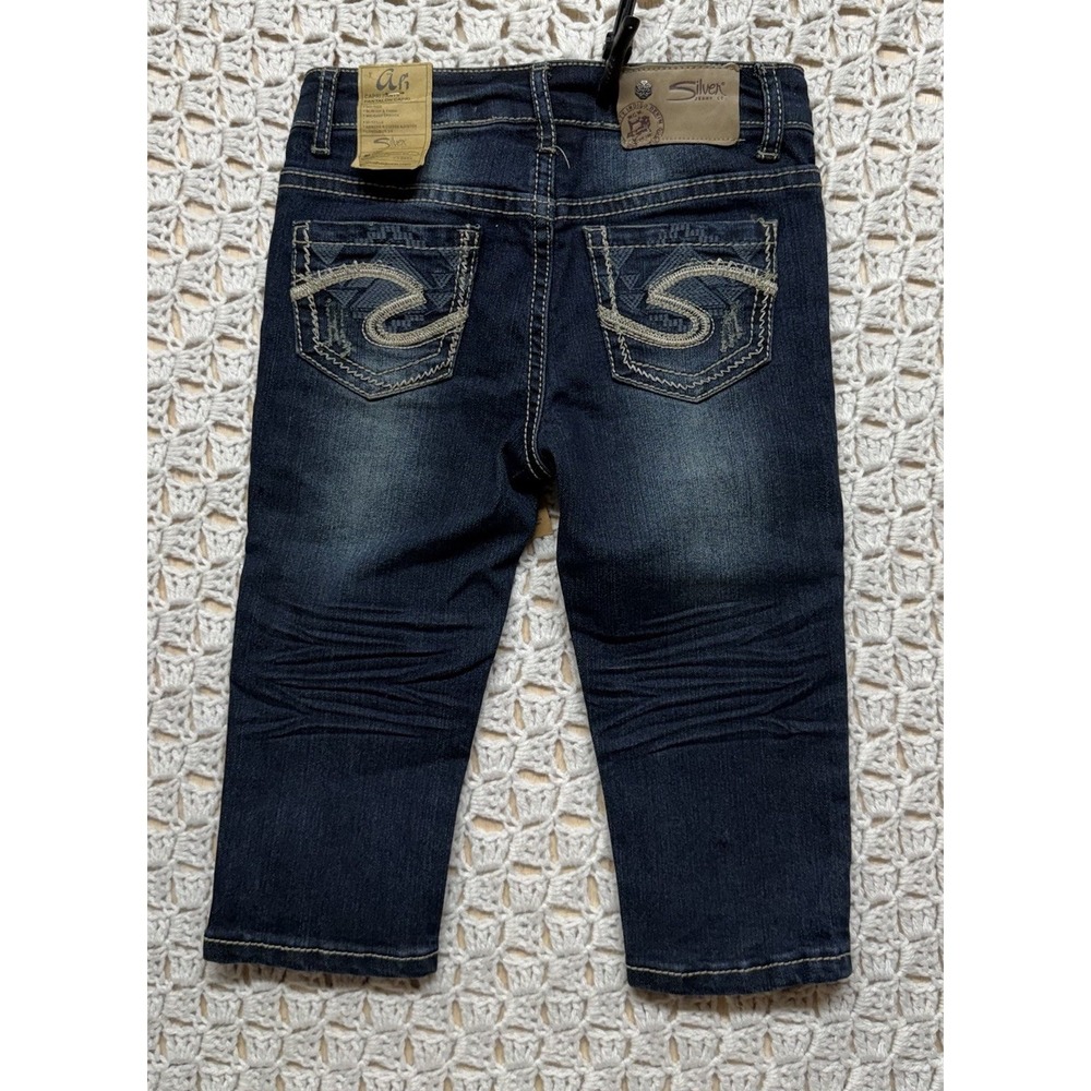 Silver Jean Co. Ali Crapri Pants Jean Girls Sz 6 Blue Denim Adjustable Waist NWT